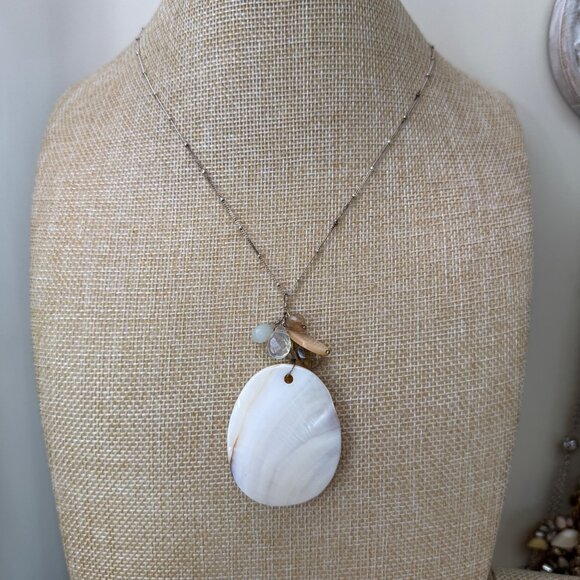 J. Jill 925 Italy Shell Pendant Necklace W/ Gemstone Accents On Sterling Silver - Picture 7 of 13